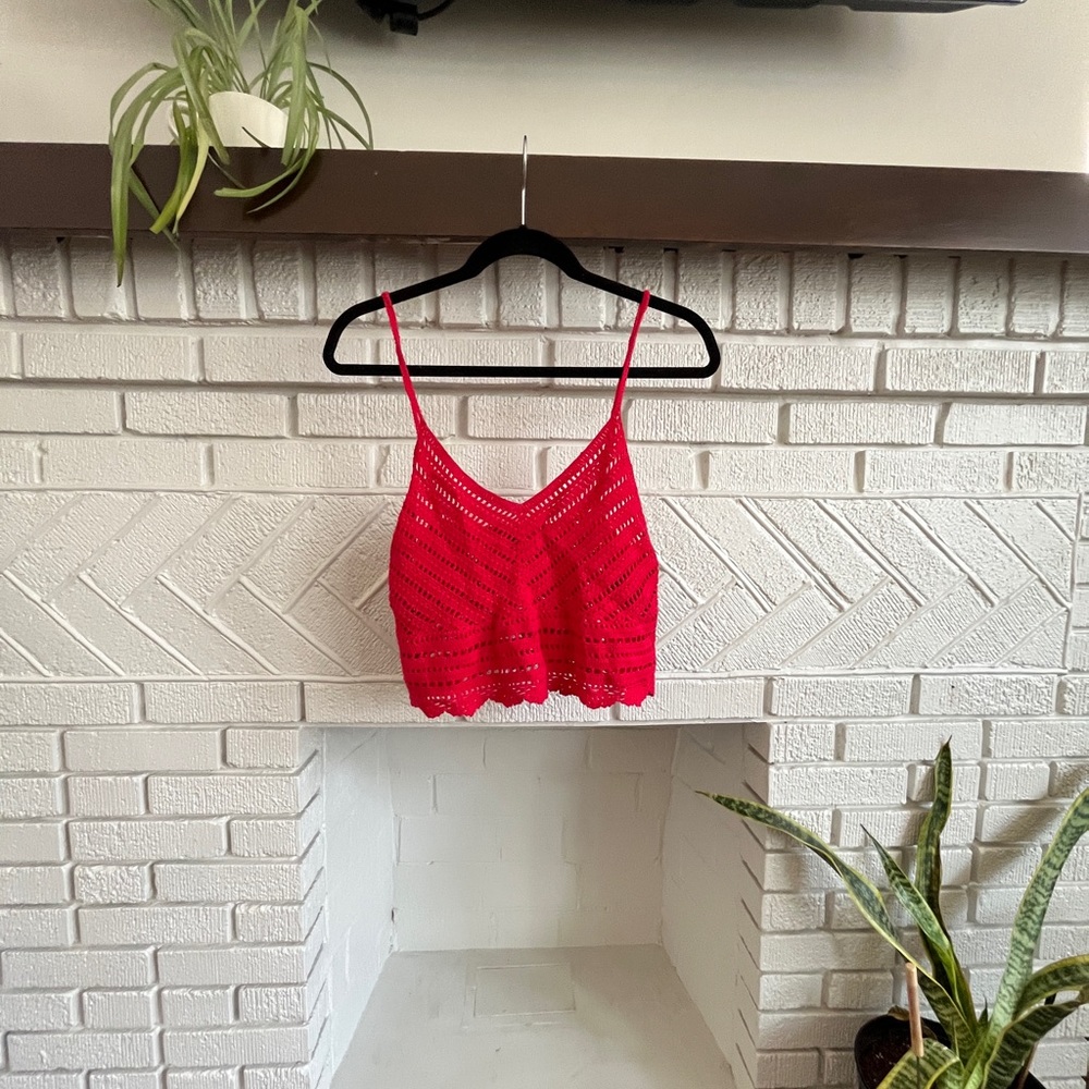 Red crochet crop top